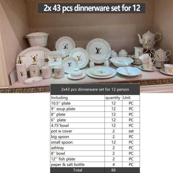Louis Vuitton Tableware Set 43pcs and Louis Vuitton Tea Cup