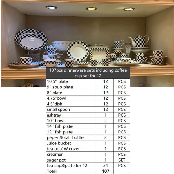 BLACK WHITE CHECKERED DESIGN Dinner Set Coffee Cup