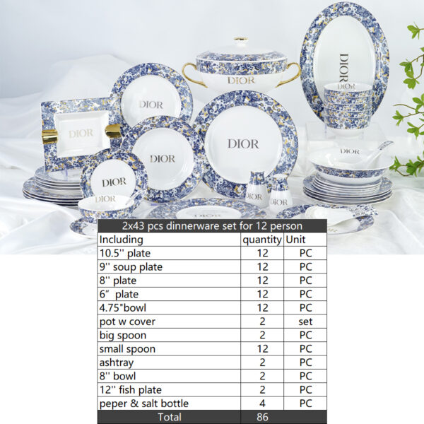 Dior Blue and White Series Bone Porcelain Coffee Cup Set