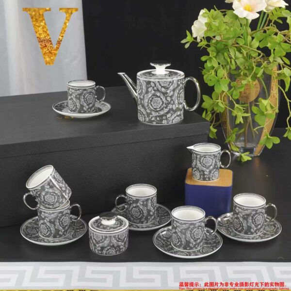 VERSACE Rosenthal Black & Gold Dinner Salad Plate Cup Saucer Set