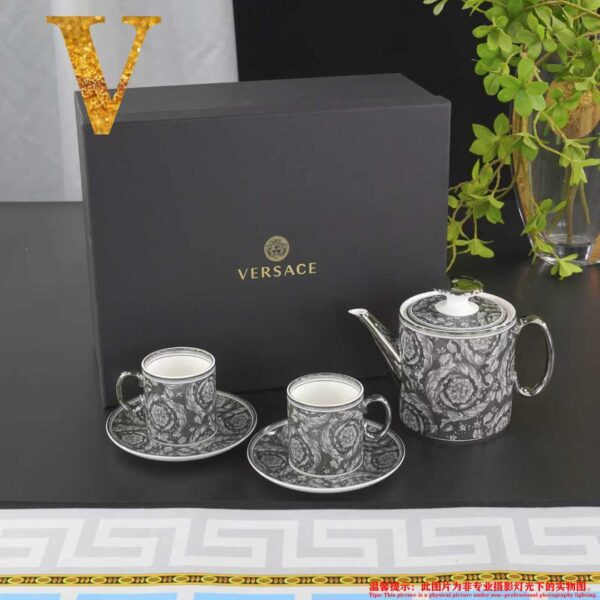 VERSACE Rosenthal Black & Gold Dinner Salad Plate Cup Saucer Set