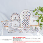 Louis Vuitton Dinnerware Set Colorful Bone China LV