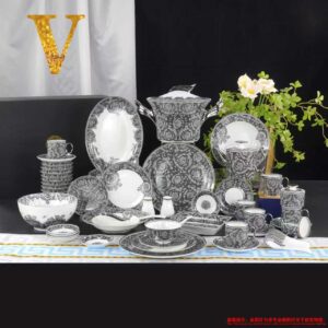 VERSACE Rosenthal Black & Gold Dinner Salad Plate Cup Saucer Set