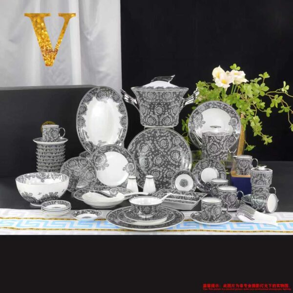 VERSACE Rosenthal Black & Gold Dinner Salad Plate Cup Saucer Set