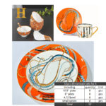 Hemers orange coffee cup saucer dinnerware set