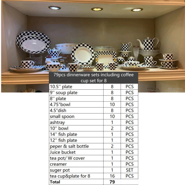 BLACK WHITE CHECKERED DESIGN Dinner Set Coffee Cup