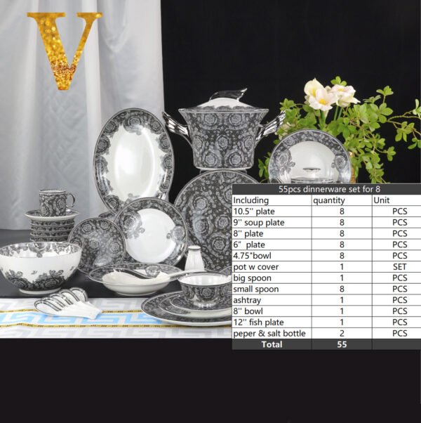 VERSACE Rosenthal Black & Gold Dinner Salad Plate Cup Saucer Set