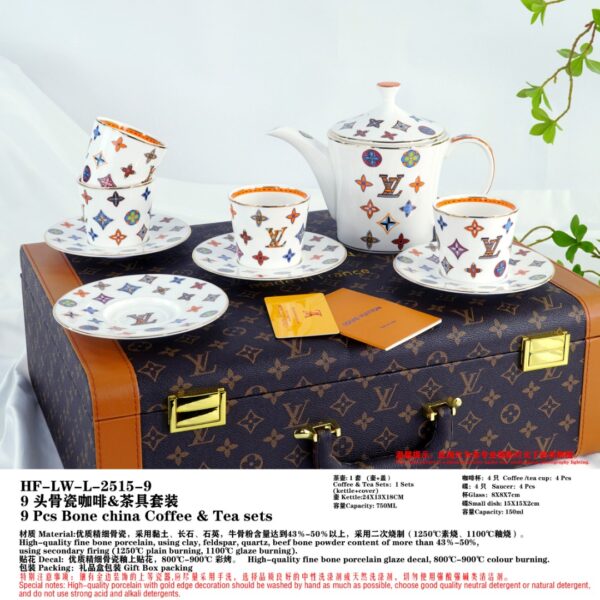 Louis Vuitton Dinnerware Set Colorful Bone China LV