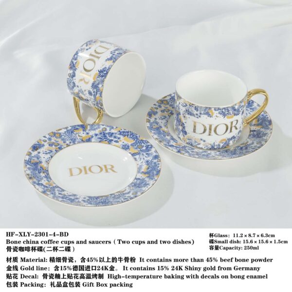 Dior Blue and White Series Bone Porcelain Coffee Cup Set