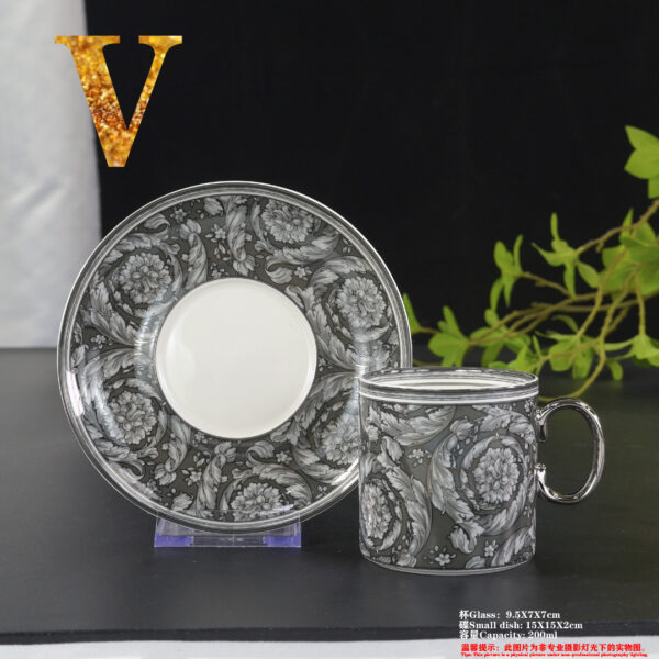 VERSACE Rosenthal Black & Gold Dinner Salad Plate Cup Saucer Set