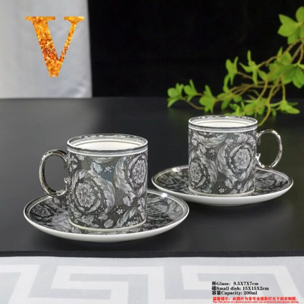 VERSACE Rosenthal Black & Gold Dinner Salad Plate Cup Saucer Set