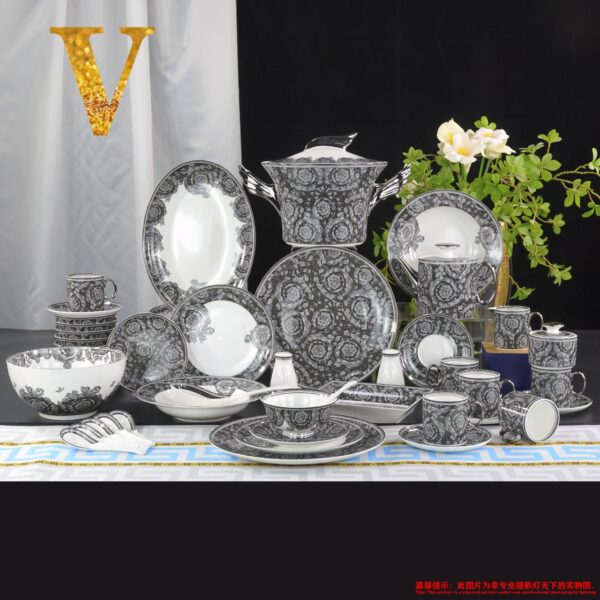 VERSACE Rosenthal Black & Gold Dinner Salad Plate Cup Saucer Set