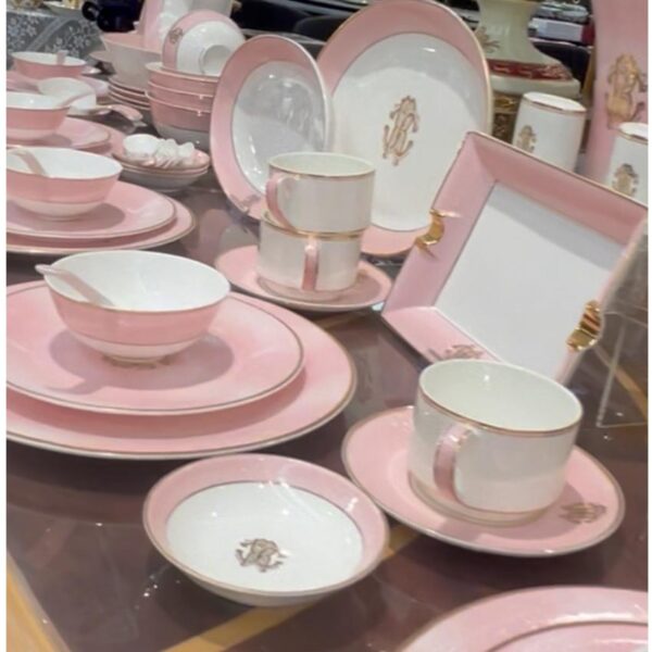 Roberto Cavalli Designer Tableware Set Pink Porcelain
