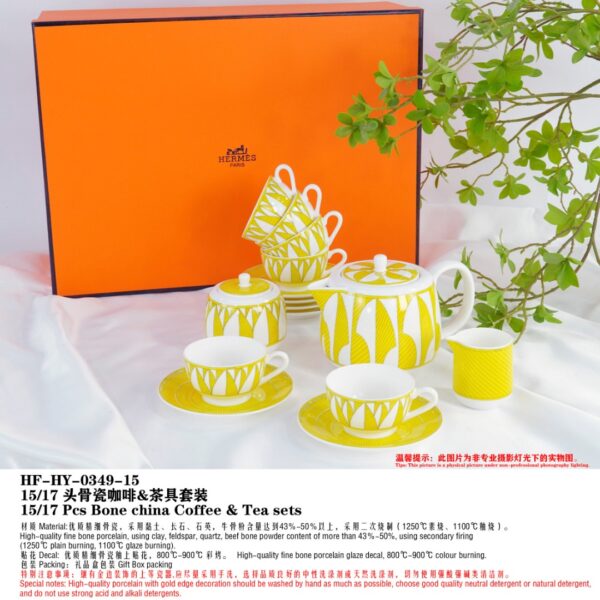 Soleil d'Hermes Mornig Tea Cup & Saucer 2 Sets Yellow