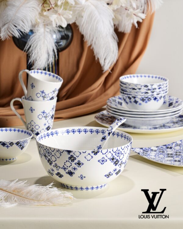 LV Louis Vuitton Side Plate LV By The Pool Tableware Monogram Flower Auth Dinnerware Set Coffee Cup