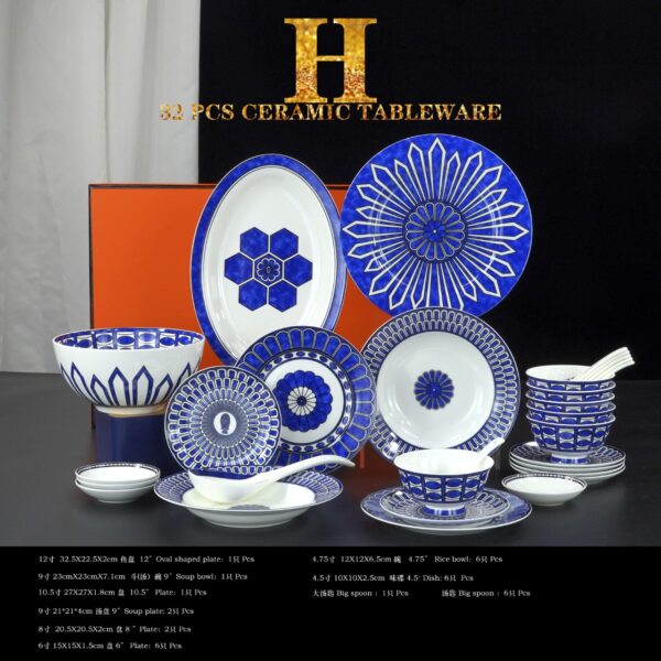 HERMES, Dinnerware Set Dishes BLEUS D'AILLEURS"