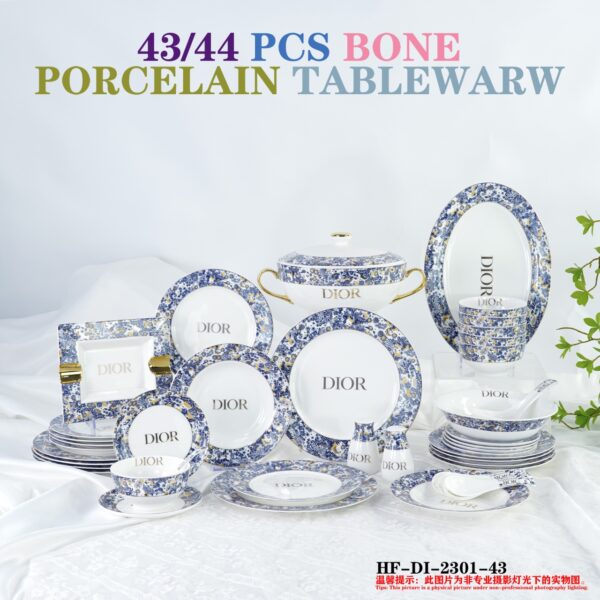 Dior Blue and White Series Bone Porcelain Dinnerware Sliverware Coffee Cup Set .