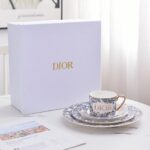 Dior Blue and White Series Bone Porcelain Dinnerware Sliverware Coffee Cup Set .