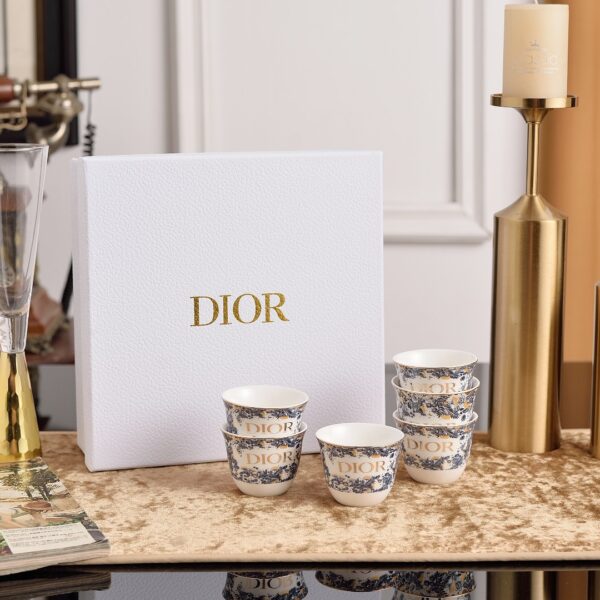 Dior Blue and White Series Bone Porcelain Dinnerware Sliverware Coffee Cup Set .