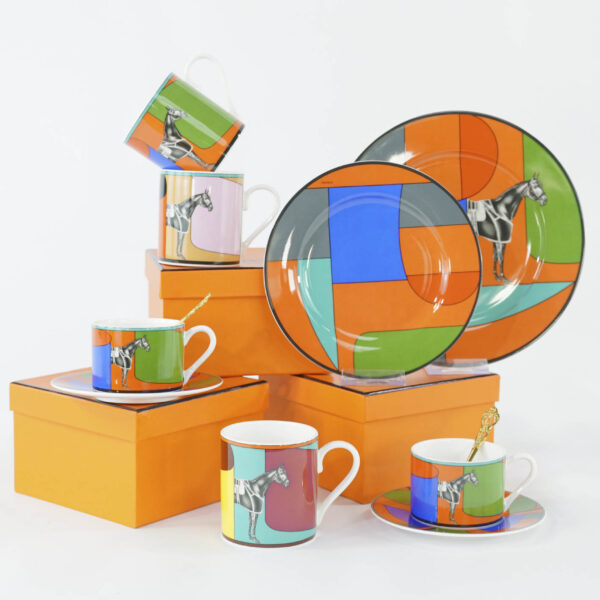 Hermes horse La Serpentine porcelain dinnerware Mug Cup Set