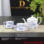 Dior Toile de Jouy teacup and saucer set in a white and blue