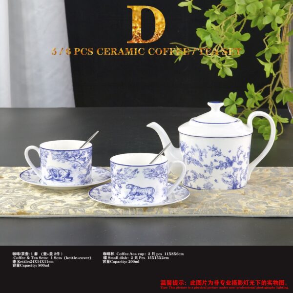 Dior Toile de Jouy teacup and saucer set in a white and blue