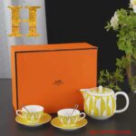 Soleil d'Hermes Mornig Tea Cup & Saucer 2 Sets Yellow