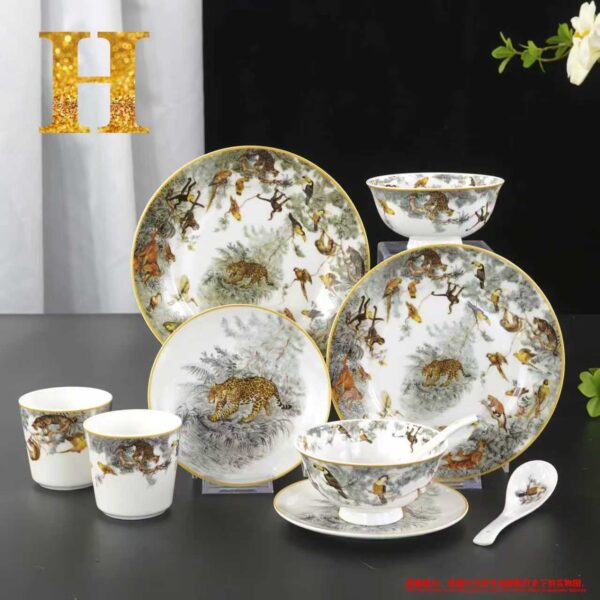Hermes Carnets D'Equateur Breakfast Cup and Saucer Jungle Set