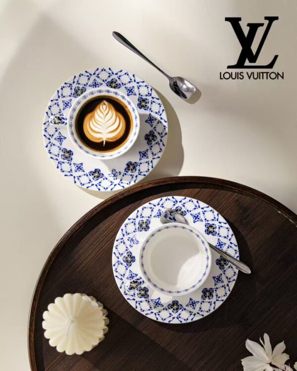LV Louis Vuitton Side Plate LV By The Pool Tableware Monogram Flower Auth Dinnerware Set Coffee Cup
