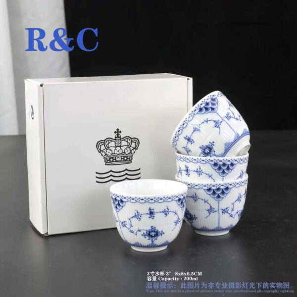 ROYAL COPENHAGEN DENMARK BLUE FLUTED CUP DISHES