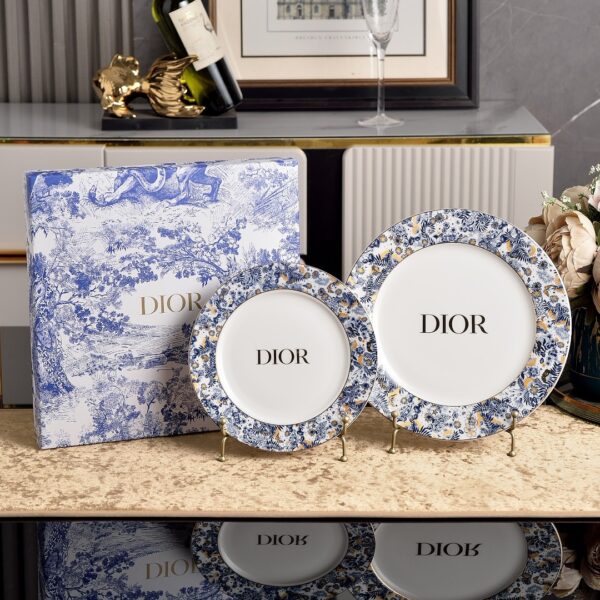 Dior Blue and White Series Bone Porcelain Dinnerware Sliverware Coffee Cup Set .