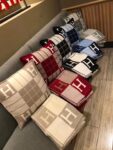 hermes Jacquard Knitted Wool Joker 10% cashmere Blanket Handmade
