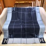 hermes Jacquard Knitted Wool Joker 10% cashmere Blanket Handmade