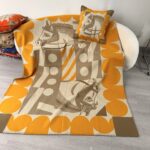 hermes Jacquard Knitted Wool Joker 10% cashmere Blanket Handmade