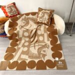 hermes Jacquard Knitted Wool Joker 10% cashmere Blanket Handmade