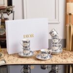 Dior Blue and White Series Bone Porcelain Dinnerware Sliverware Coffee Cup Set .