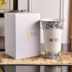 Dior Blue and White Series Bone Porcelain Dinnerware Sliverware Coffee Cup Set .