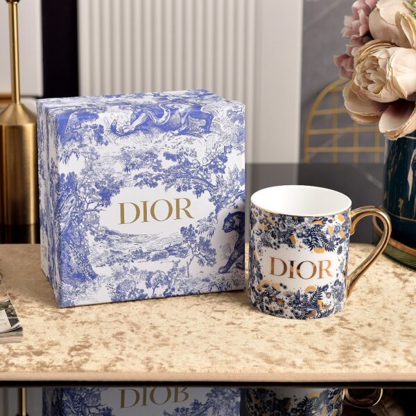 Dior Blue and White Series Bone Porcelain Dinnerware Sliverware Coffee Cup Set .