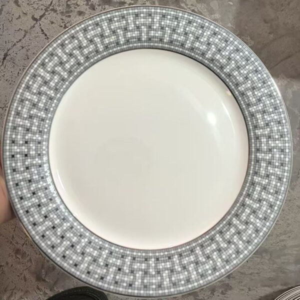 20.5cm Porcelain Dinner Plate, Mosaic Geometric Pattern Decorative Plate for Tableware