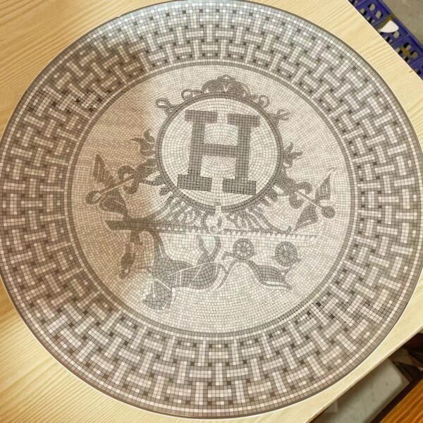 20.5cm Porcelain Dinner Plate, Mosaic Geometric Pattern Decorative Plate for Tableware
